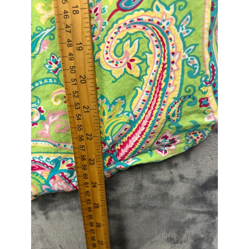 Chaps Classics Shirt Womens XL Green Pink Paisley Cotton 3/4 Sleeve Button Down - Picture 6 of 8